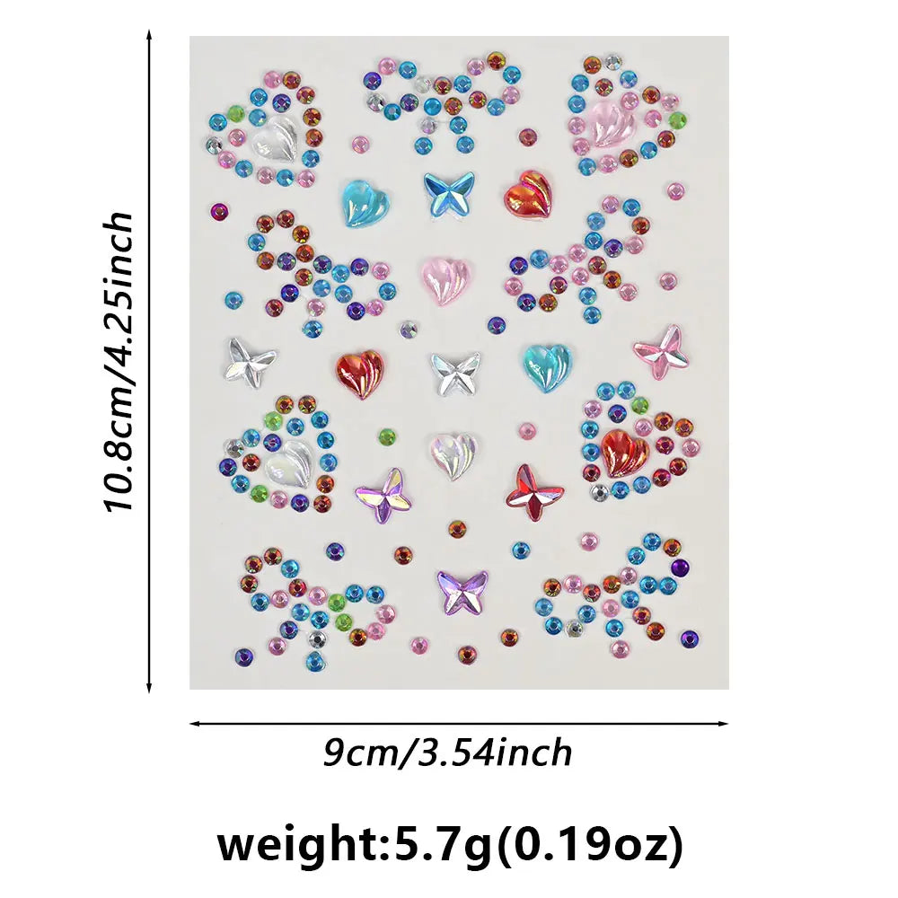 1pcs Laser Sparkle Stars Diamond/Pearls Face Gems Stickers Heart Moon Shape Rhinestones for Eyes/Face Stickers Temporary Tattoos