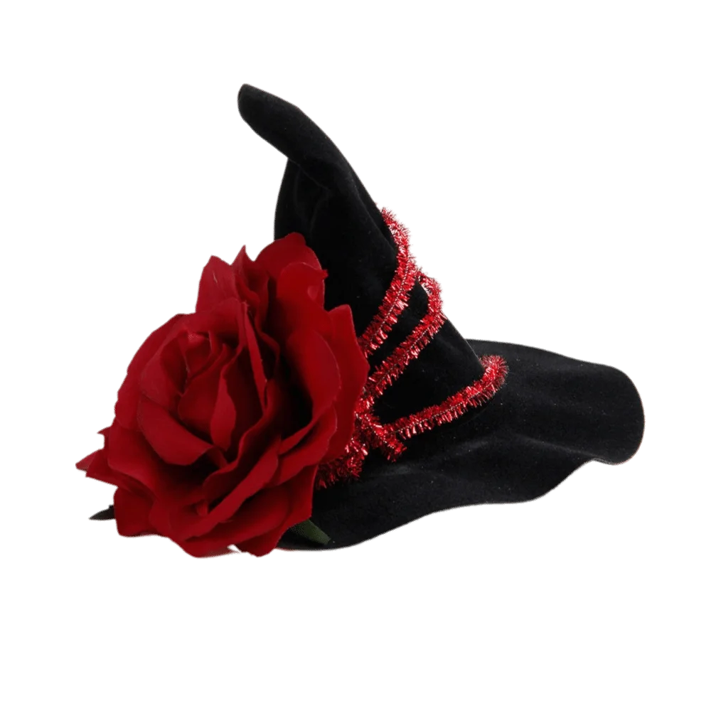 Flower Witch Hat Hair Clip Skull Spider Gothic Style Halloween Hair Clip Headdress Dark Black Witch Hairpins Cosplay