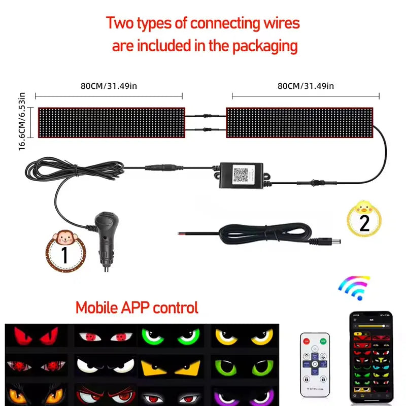 New APP LED Truck Car Devil Eye Light For Board Windshield Remote Music Control Custom Text Pattern Lighting 12V 24V Display