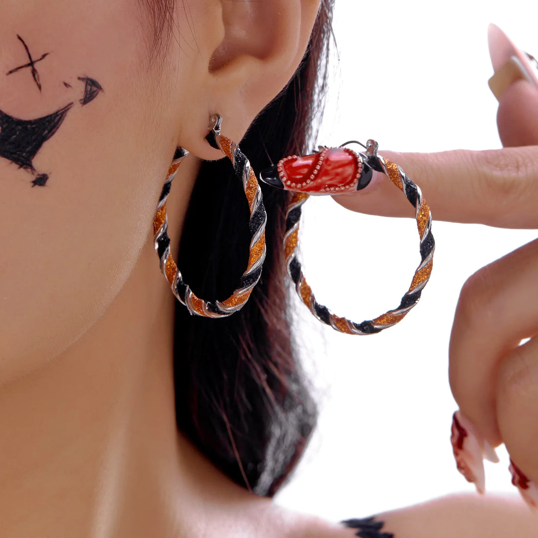 Halloween Pumpkin Dangle Earrings for Women Crystal Zircon Ghost Spider Long Tassel Dripping Oil Earring Party Festival Jewelry