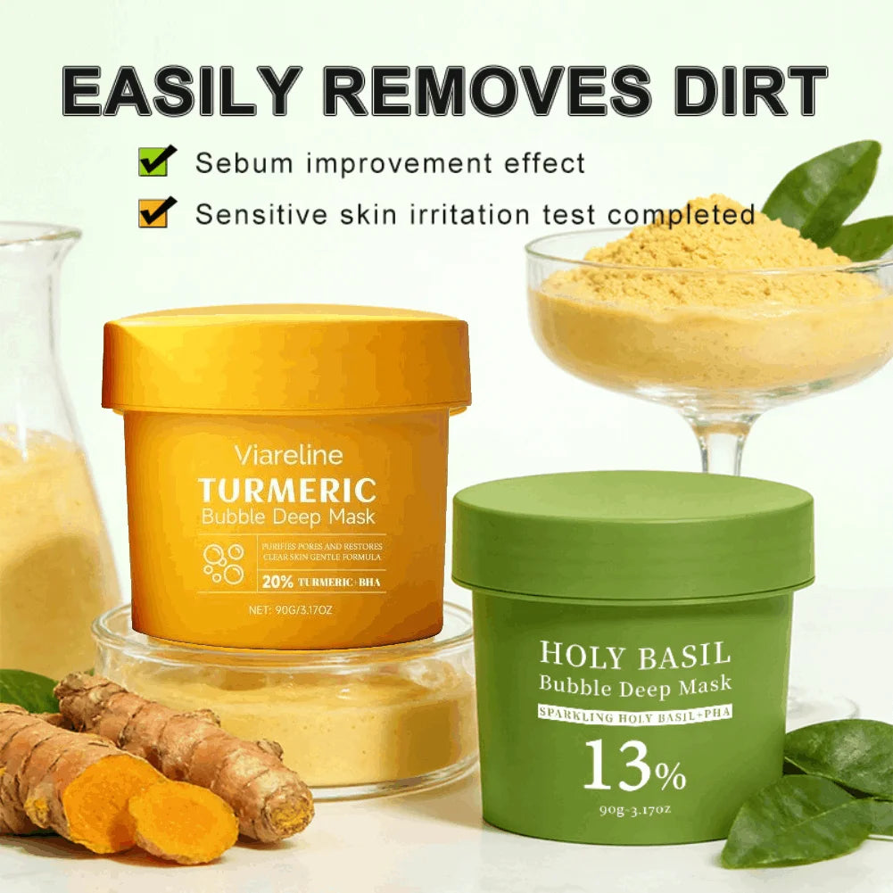Korean Turmeric Bubble Facial Mask Exfoliating Deep Cleansing Remove Blackheads and Whiteheads Shrink Pore Oil Control Skin Care