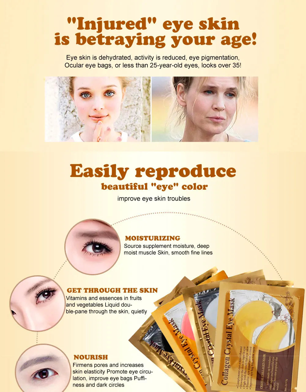 Gold Collagen Eye Mask Firming Hydrating Patches 20pcs