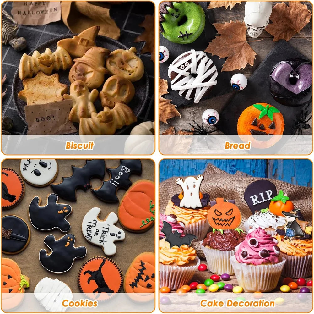 12PCS Halloween Cookie Molds Stainless Steel Cartoon Cookie Molds Bat Shape DIY Decorative Molds Baking Molds Kitchen BakingTooL