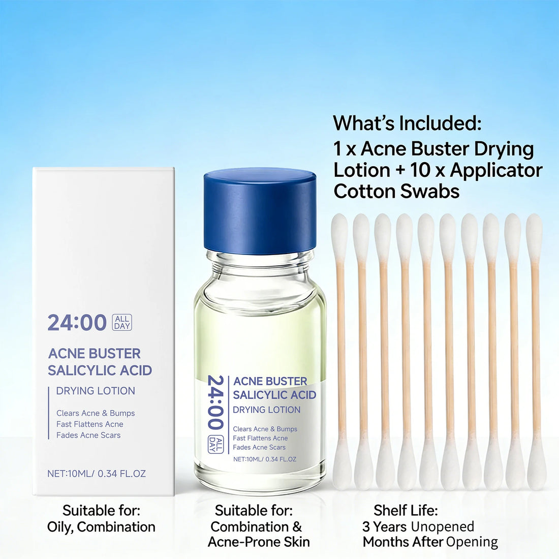 Salicylic Acid Drying Lotion Face Serum with Cotton Swab