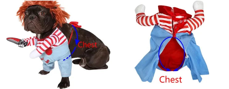 Halloween Pet Dog Clothes Transformed Pet Apparel and Wig for Holiday Party Pet Supplies Funny Bloody Doll With Knife Dog Costum