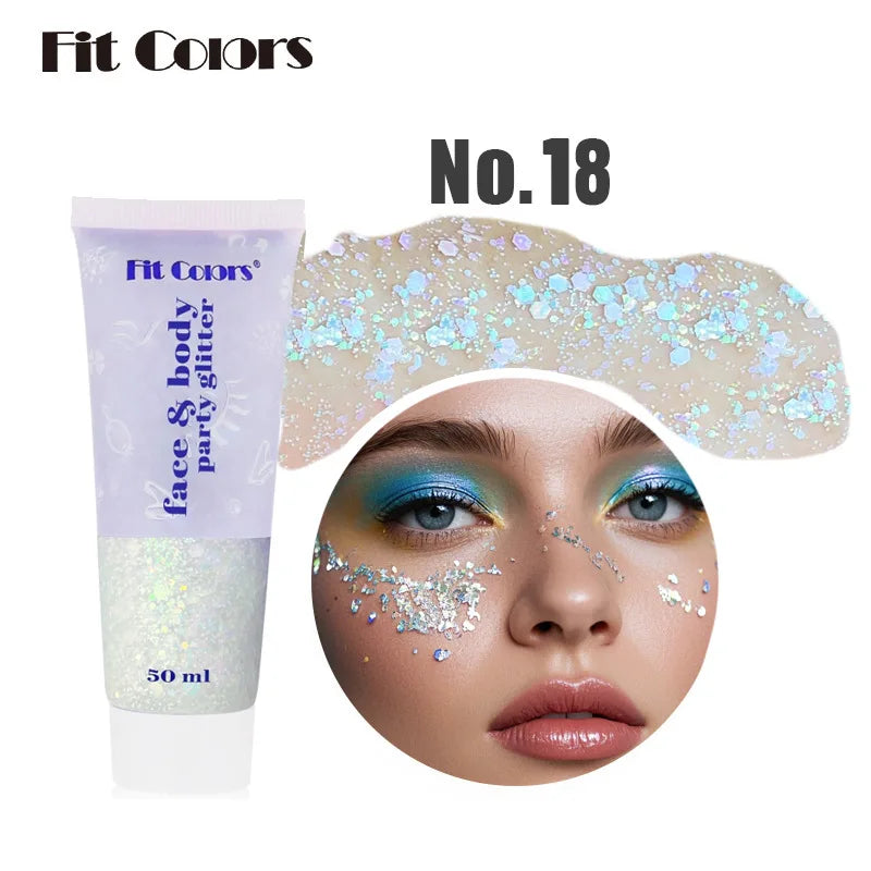 20 Colors Body Glitter Gel Mermaid's Scale Chunky Glitter Sequins Gel  for Face Body Hair Nail Christmas and Party