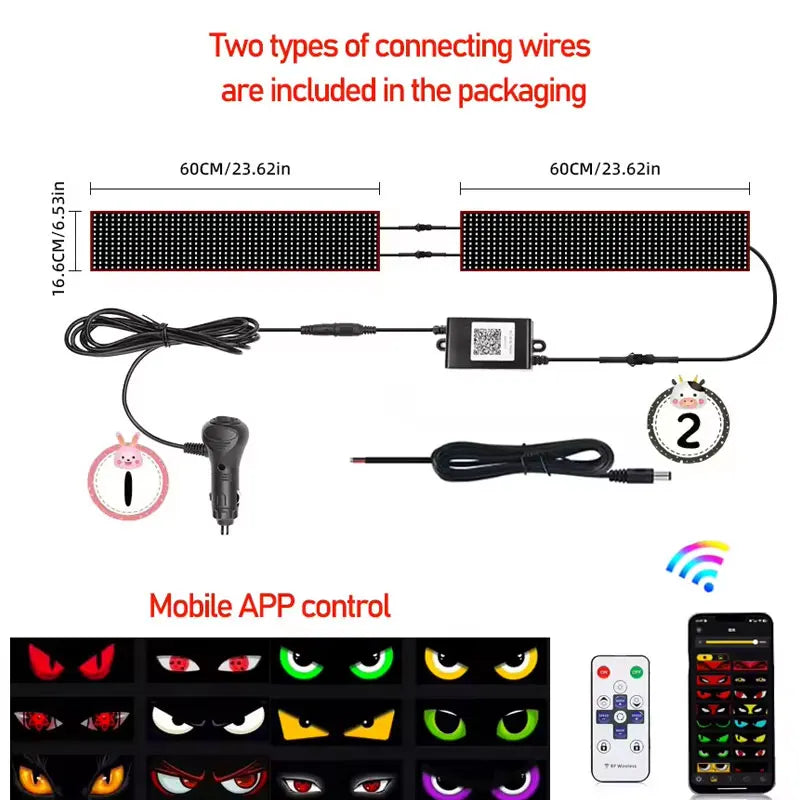New APP LED Truck Car Devil Eye Light For Board Windshield Remote Music Control Custom Text Pattern Lighting 12V 24V Display
