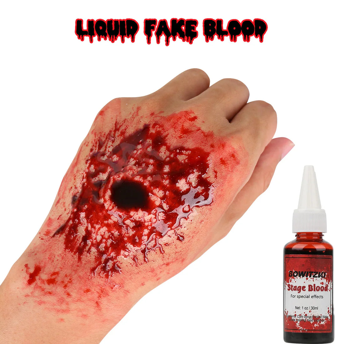 Bowitzki SFX Face Body Paint ,Halloween Makeup Special Effects，Fake Blood Scar Wax Charred Ash Powder with Sponges Brush