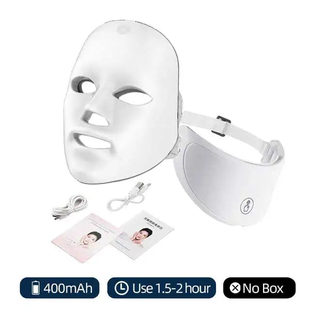LED Facial Mask 7 Colors Neck Therapy Anti-Aging Care