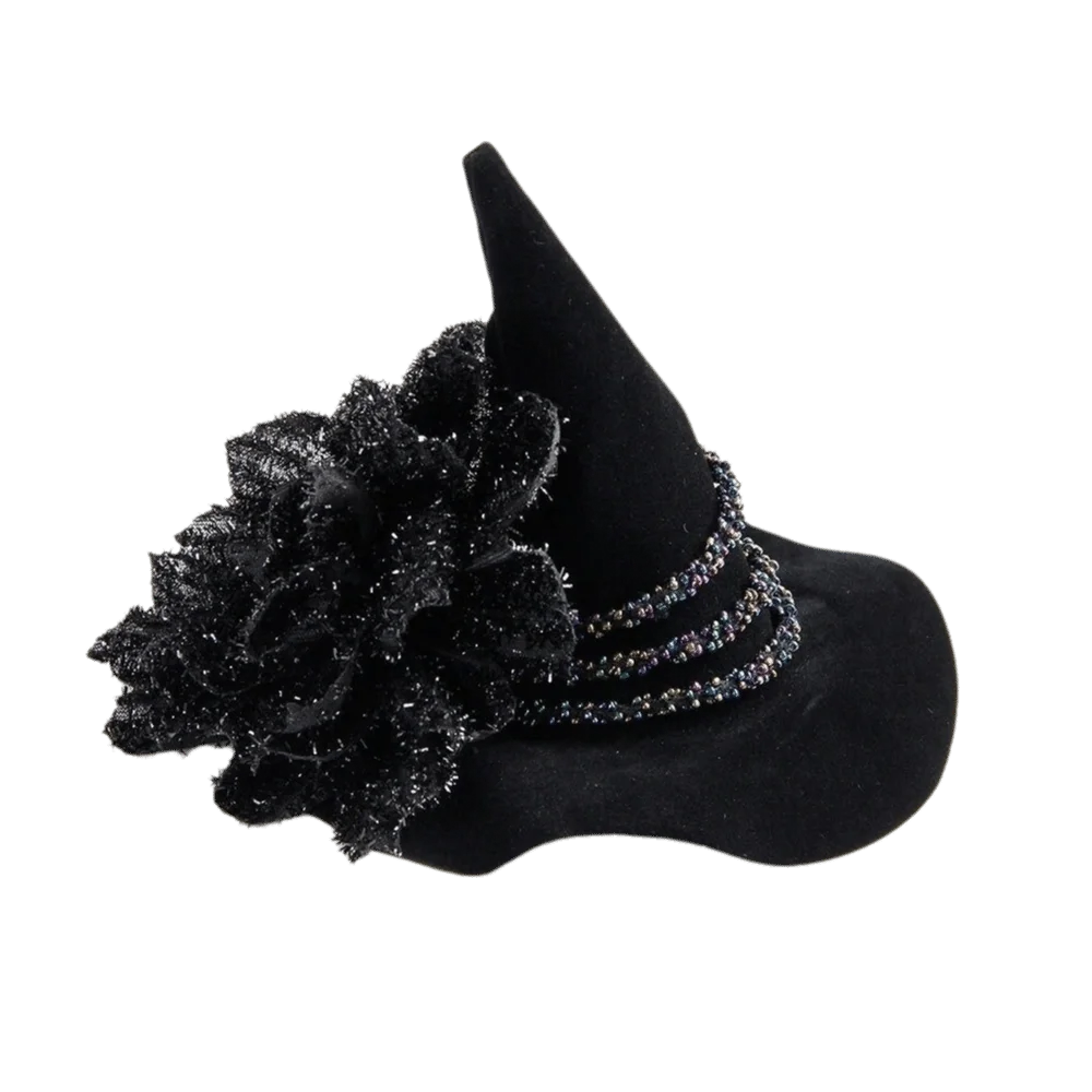 Flower Witch Hat Hair Clip Skull Spider Gothic Style Halloween Hair Clip Headdress Dark Black Witch Hairpins Cosplay