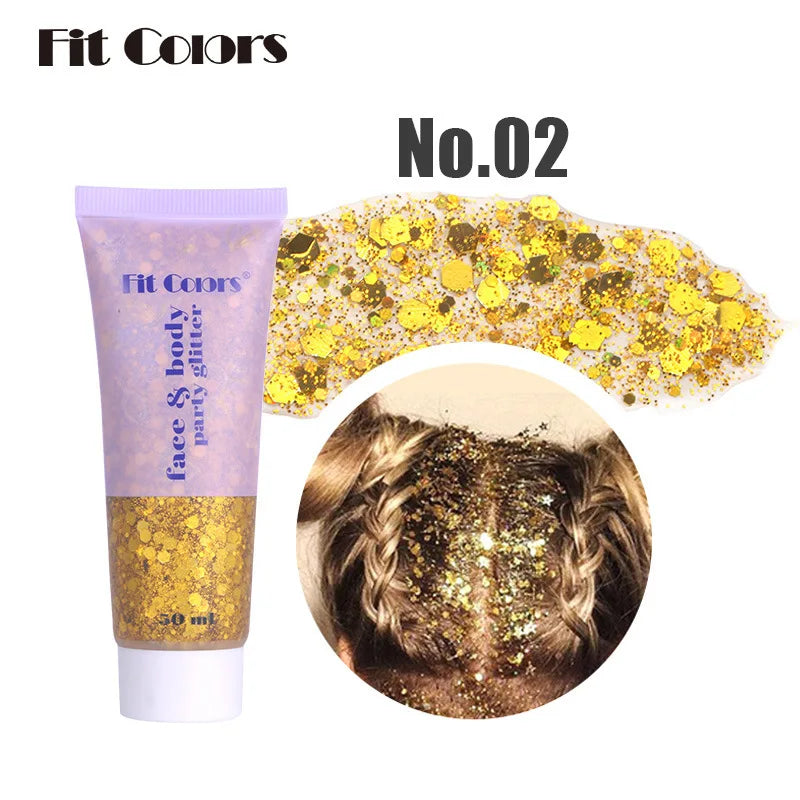 20 Colors Body Glitter Gel Mermaid's Scale Chunky Glitter Sequins Gel  for Face Body Hair Nail Christmas and Party
