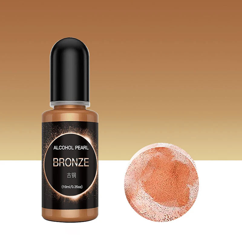 10ml Metallic Pearlescence Pigment Alcohol Liquid Art Ink Alcohol Diffusion DIY Resin Mold Colorant Dye Jewelry Making Supplies