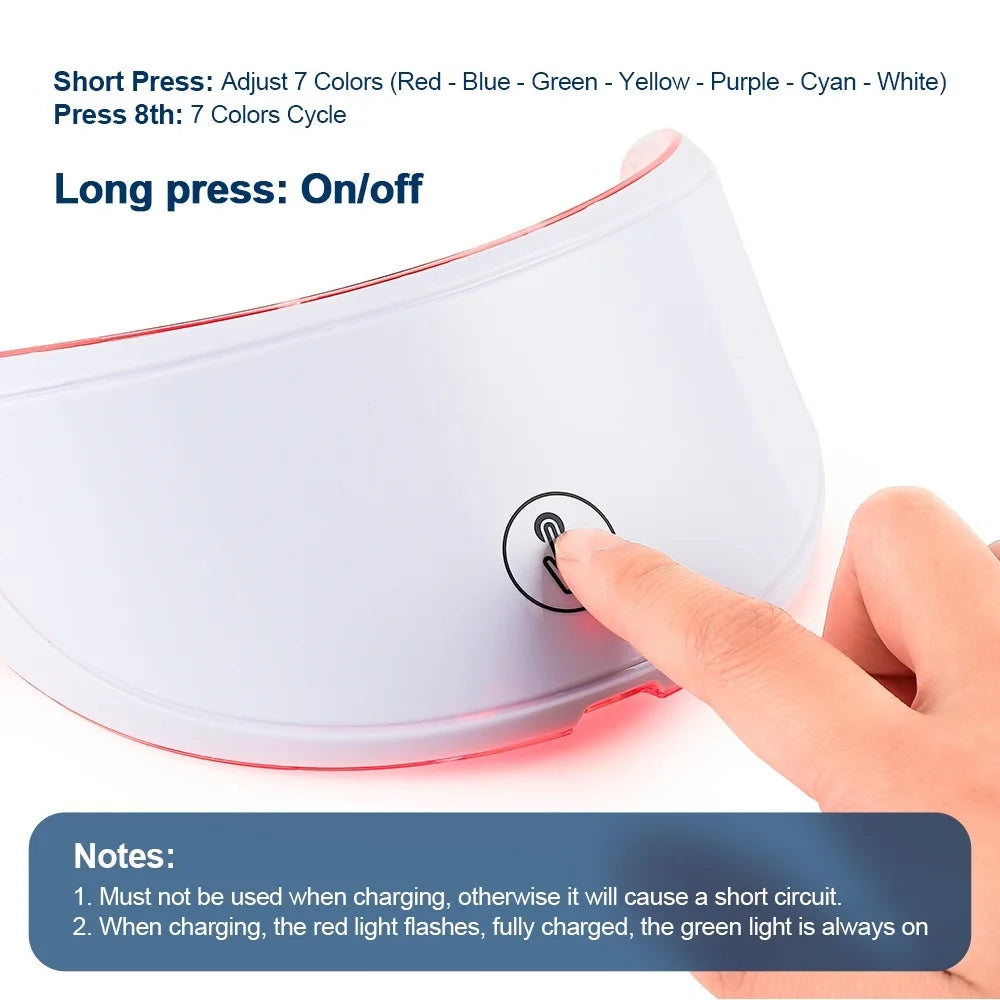 LED Facial Mask 7 Colors Neck Therapy Anti-Aging Care