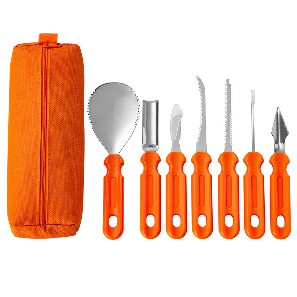 7Pcs Halloween Pumpkin Carving Set Tools Pumpkin Carving Knife Adults Pumpkin Cutting Supplies Engraving Kitchen Cutting Tools