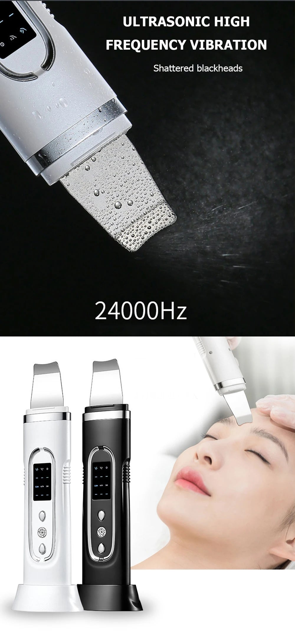 Ultrasonic Skin Scrubber Deep Cleansing Device Tool