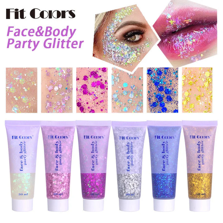 20 Colors Body Glitter Gel Mermaid's Scale Chunky Glitter Sequins Gel  for Face Body Hair Nail Christmas and Party