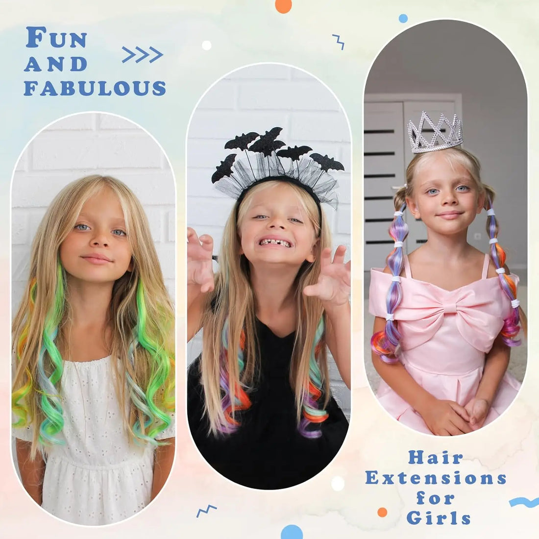 Hair Extensions Clip in 22 Inch Colored Hair Extensions Party Highlights Long Straight Synthetic Hairpieces for Women Kids Girls