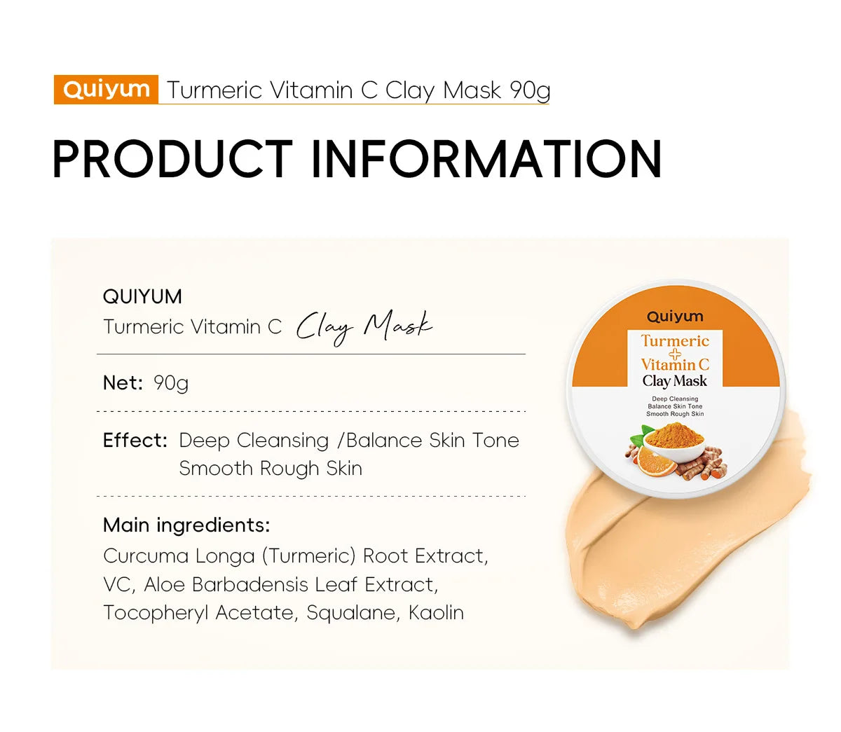 Turmeric Vitamin C Mud Mask Pore Cleansing & Brightening packaging and size detail