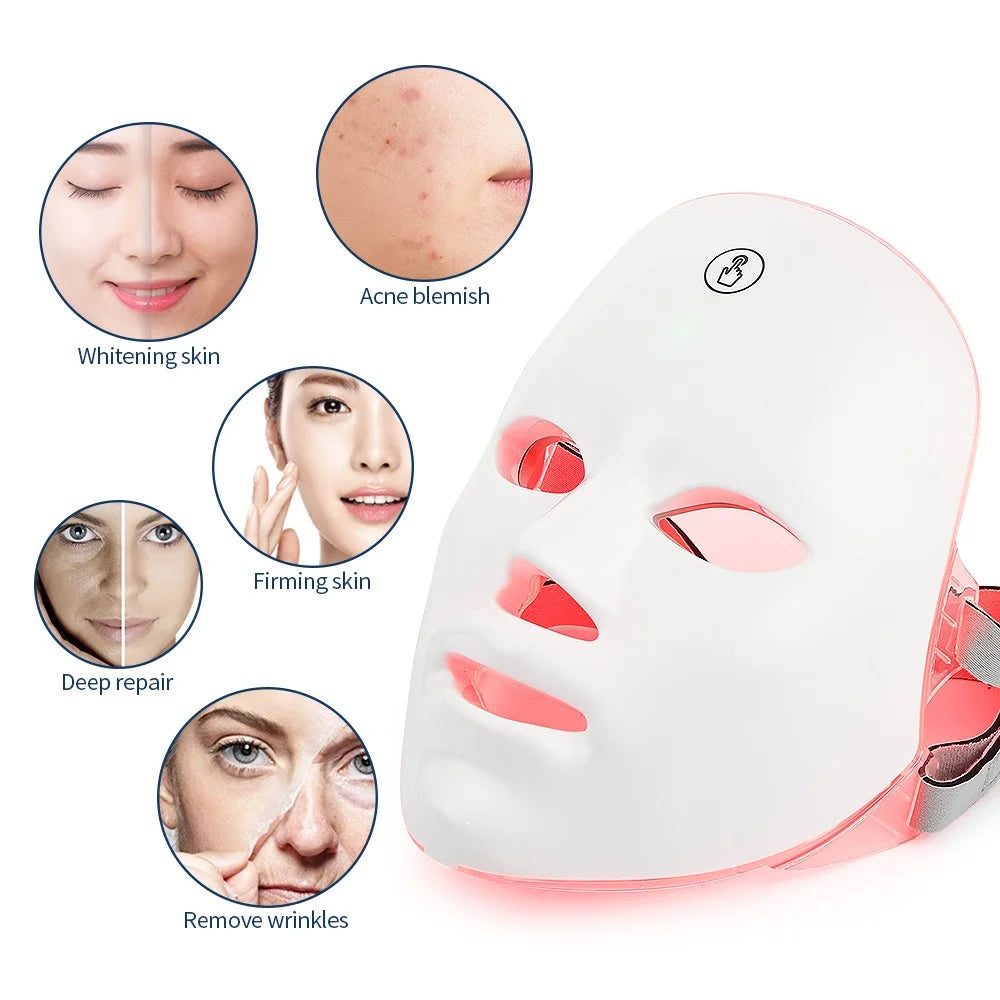 Rechargeable 7-Color LED Face Mask At-Home Light Therapy 400mah no box variant