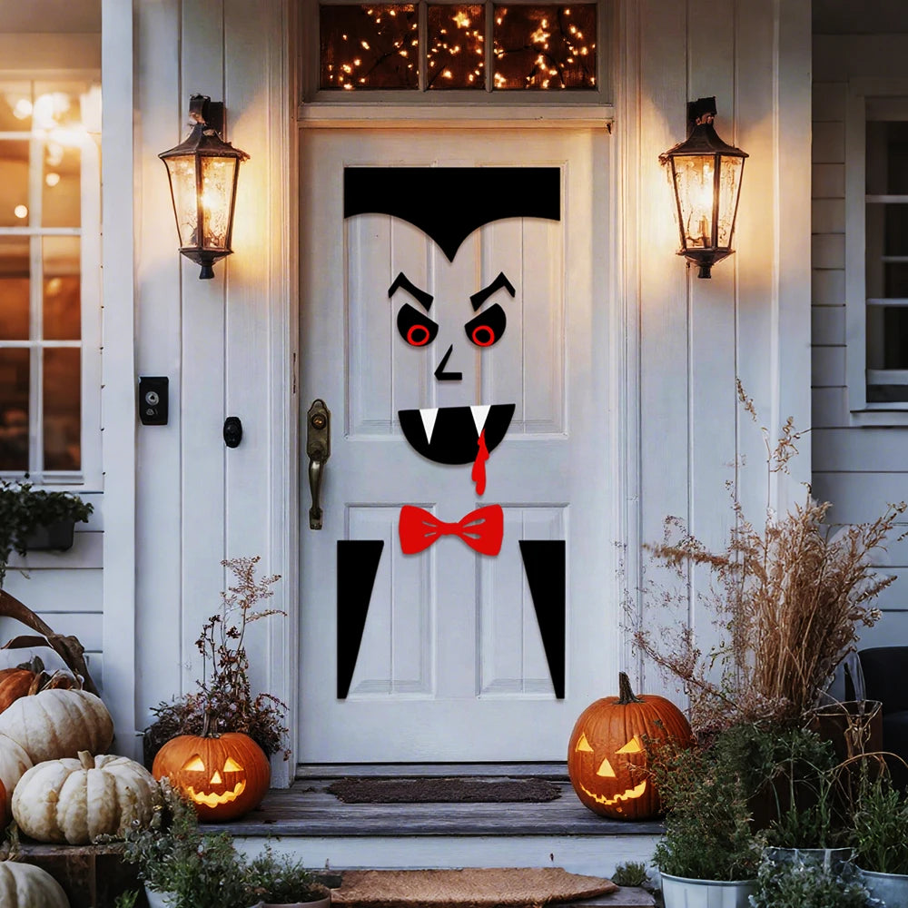 Halloween Decorations Room Door Stickers Window Decor Skeleton Hand Pumpkin DIY Window Stickers Ghost Devil Witch Hat Decor