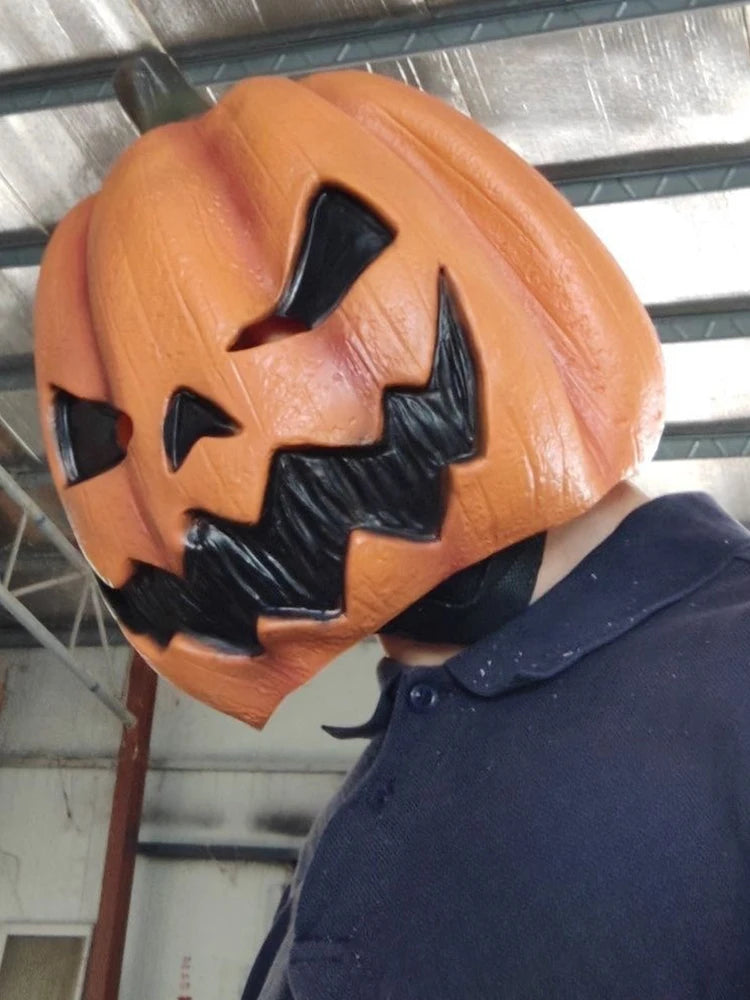 Latex Halloween Pumpkin Head Mask Head Cover Trick or Treat Scary Pumpkin Mask Breathable Novelty Jackolantern Mask Fancy Dress