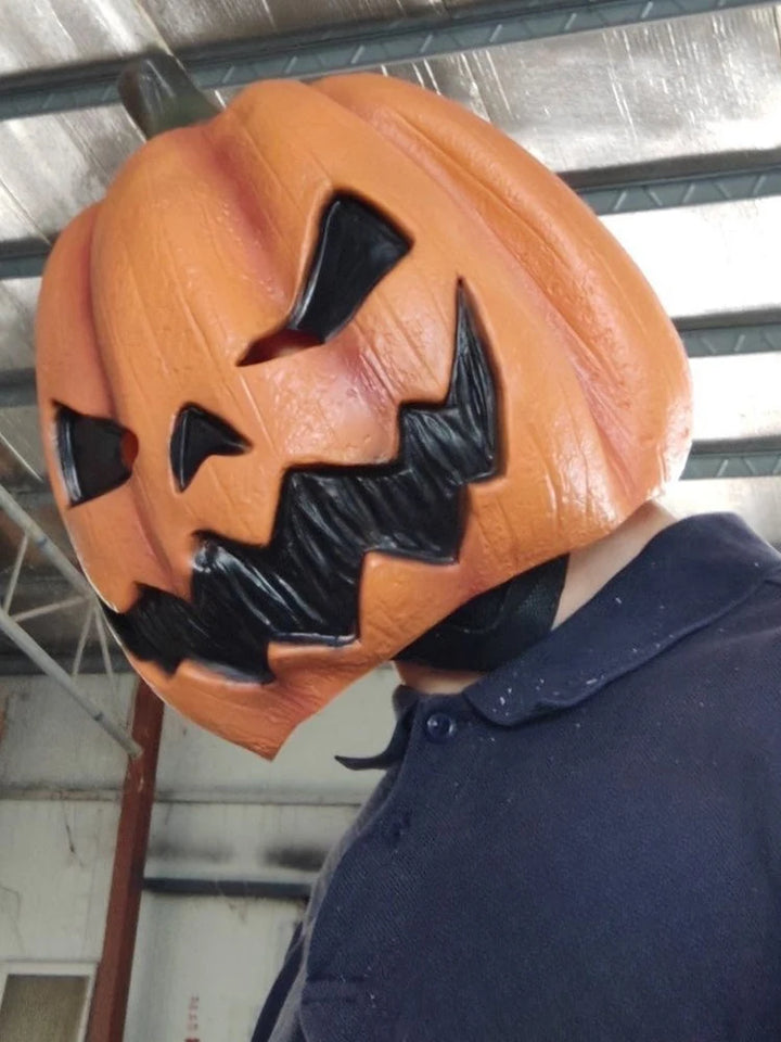 Latex Halloween Pumpkin Head Mask Head Cover Trick or Treat Scary Pumpkin Mask Breathable Novelty Jackolantern Mask Fancy Dress