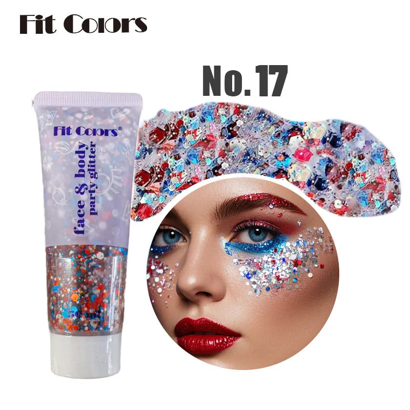 20 Colors Body Glitter Gel Mermaid's Scale Chunky Glitter Sequins Gel  for Face Body Hair Nail Christmas and Party