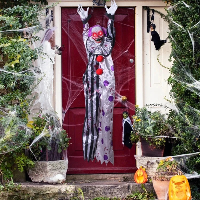 Halloween Animatronics Decoration Hanging Clown Nurse Voice Control Electric Outdoor Scary Clearance Horror Haunted House Props