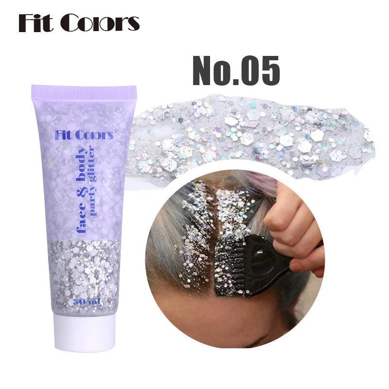 20 Colors Body Glitter Gel Mermaid's Scale Chunky Glitter Sequins Gel  for Face Body Hair Nail Christmas and Party