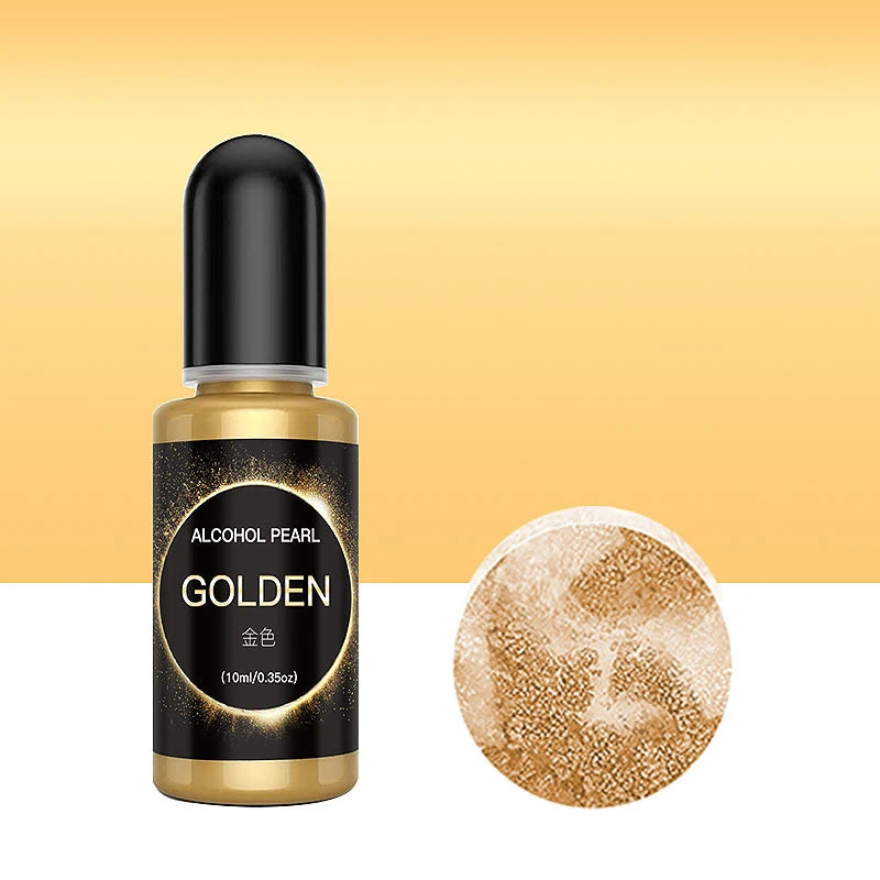 10ml Metallic Pearlescence Pigment Alcohol Liquid Art Ink Alcohol Diffusion DIY Resin Mold Colorant Dye Jewelry Making Supplies
