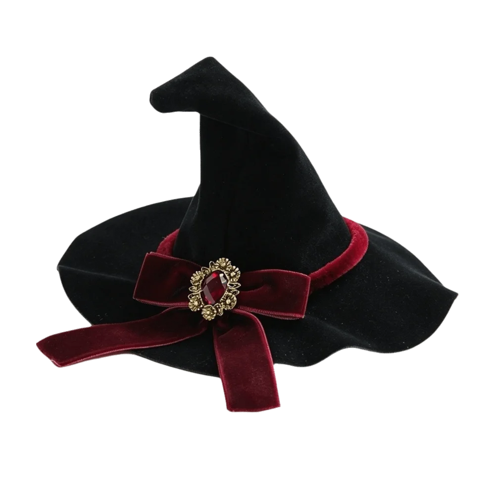 Flower Witch Hat Hair Clip Skull Spider Gothic Style Halloween Hair Clip Headdress Dark Black Witch Hairpins Cosplay