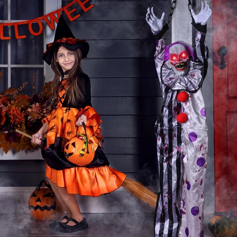 Halloween Animatronics Decoration Hanging Clown Nurse Voice Control Electric Outdoor Scary Clearance Horror Haunted House Props