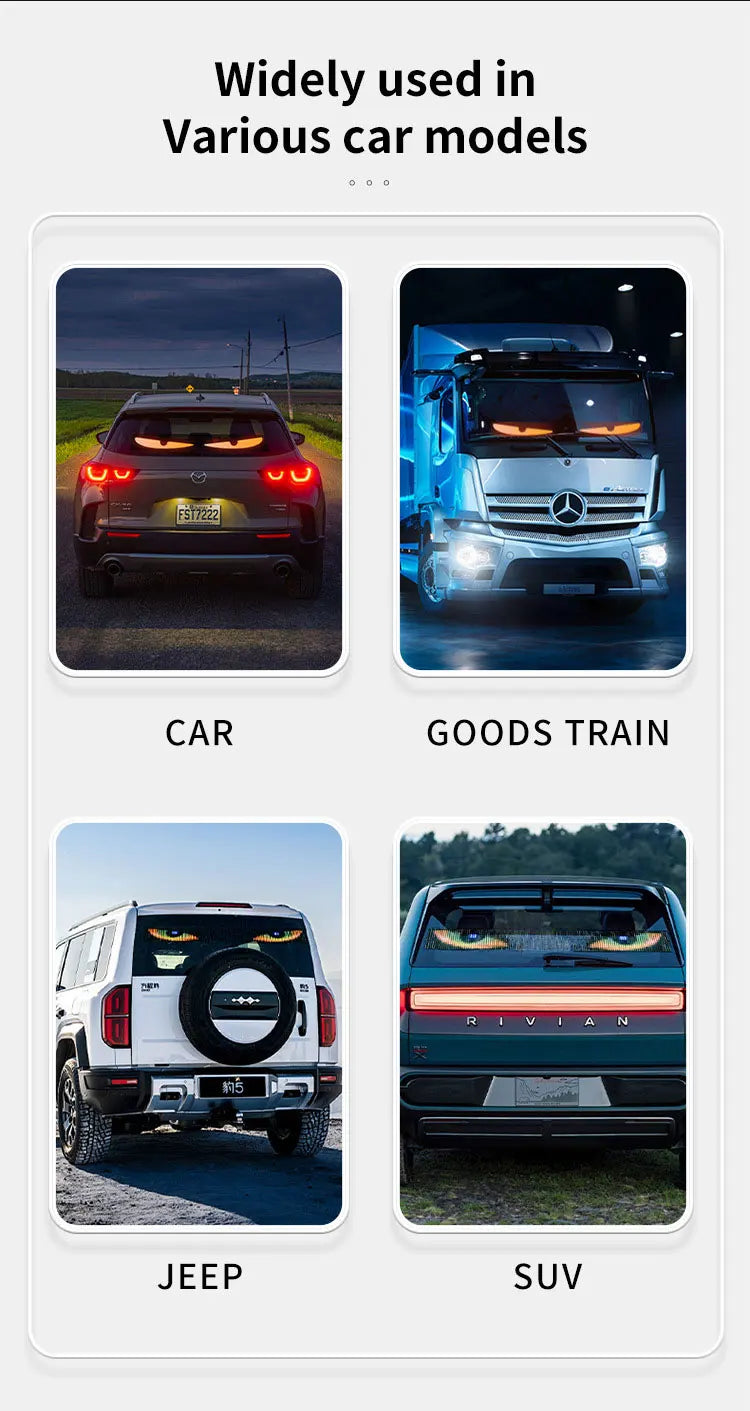 New APP LED Truck Car Devil Eye Light For Board Windshield Remote Music Control Custom Text Pattern Lighting 12V 24V Display