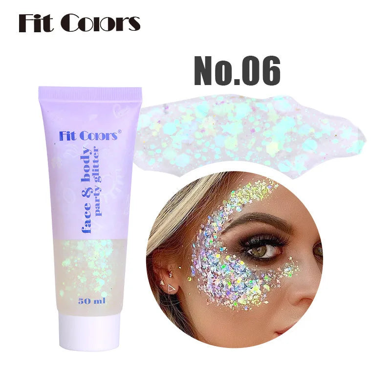 20 Colors Body Glitter Gel Mermaid's Scale Chunky Glitter Sequins Gel  for Face Body Hair Nail Christmas and Party
