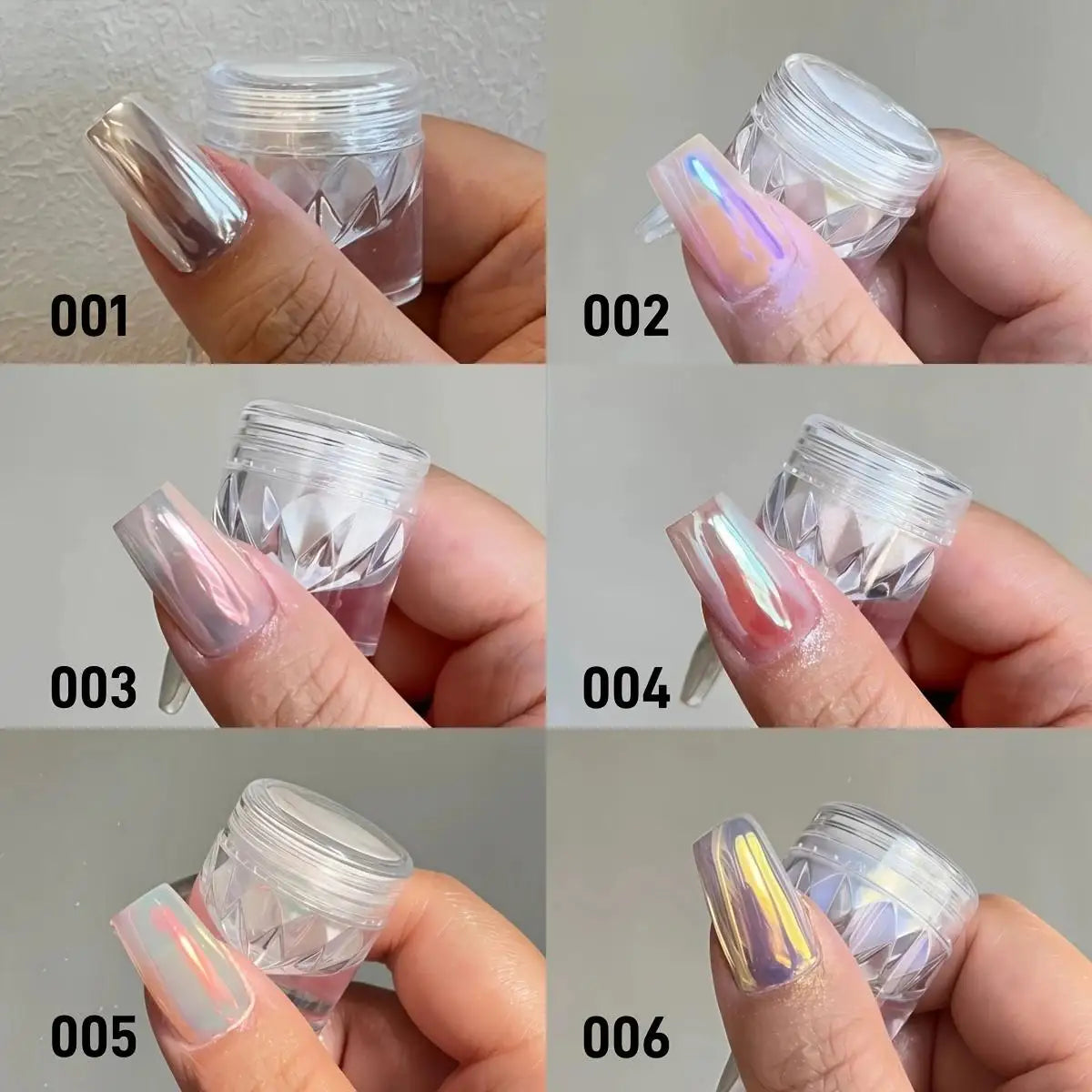 1pc Chrome Nail Powder Ice Transparent Aurora High Gloss Pearl Rainbow Color Powder Metal Pigment Nail Art Creation