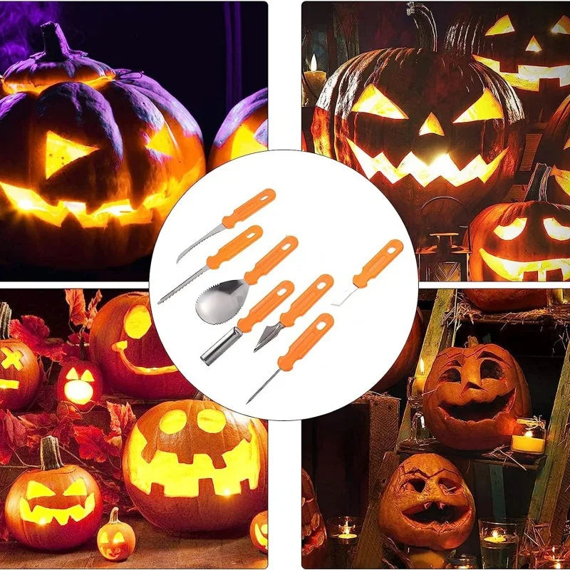 7Pcs Halloween Pumpkin Carving Set Tools Pumpkin Carving Knife Adults Pumpkin Cutting Supplies Engraving Kitchen Cutting Tools