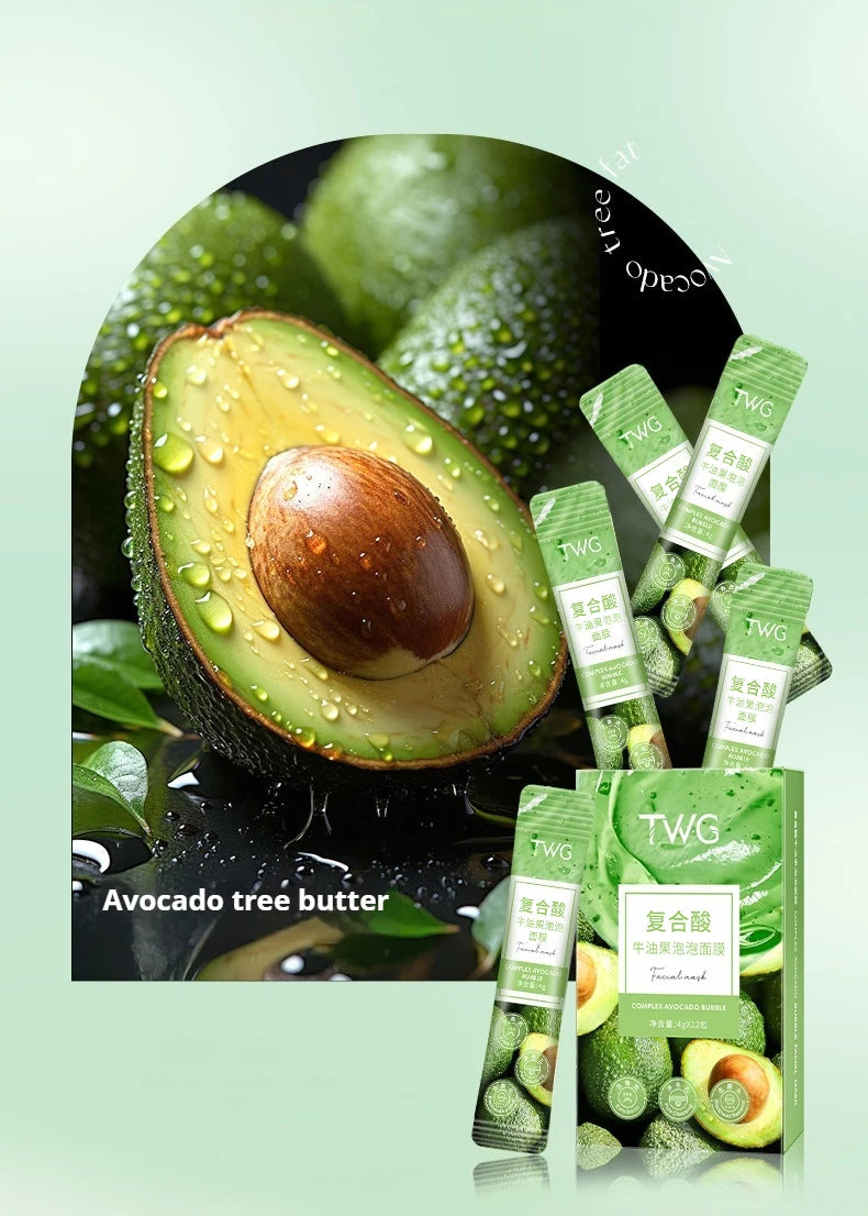 Avocado Bubble Facial Mask Set Deep Cleansing 12pcs