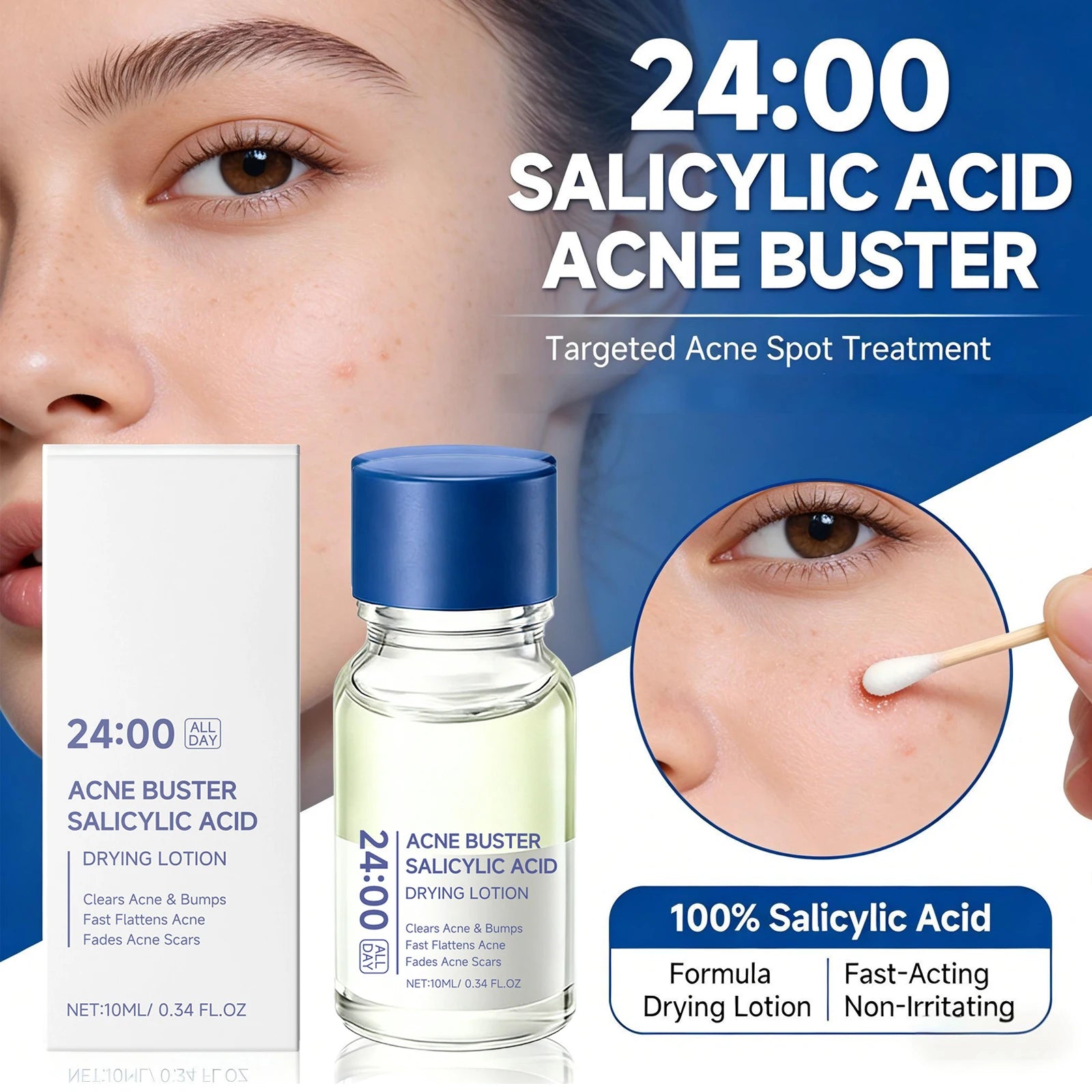 Salicylic Acid Drying Lotion Face Serum with Cotton Swab