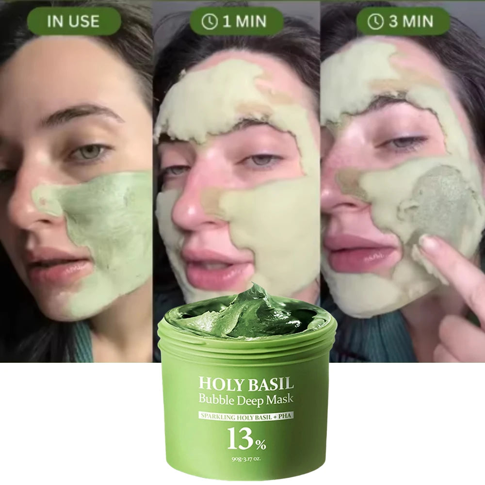 Carbonic Acid Holy Basil Bubble Mask Pore & Blackhead Care front of the jar or tube