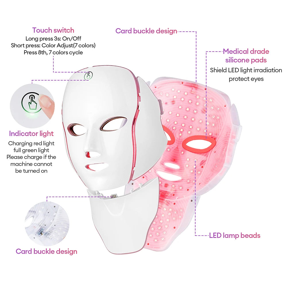 7-Color LED Facial Mask for Skin Rejuvenation
