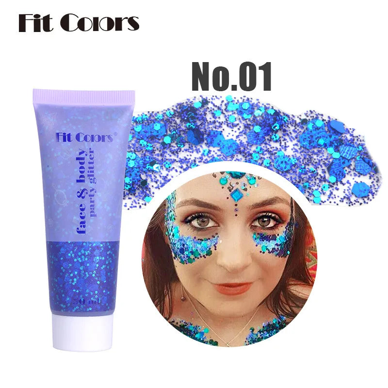20 Colors Body Glitter Gel Mermaid's Scale Chunky Glitter Sequins Gel  for Face Body Hair Nail Christmas and Party