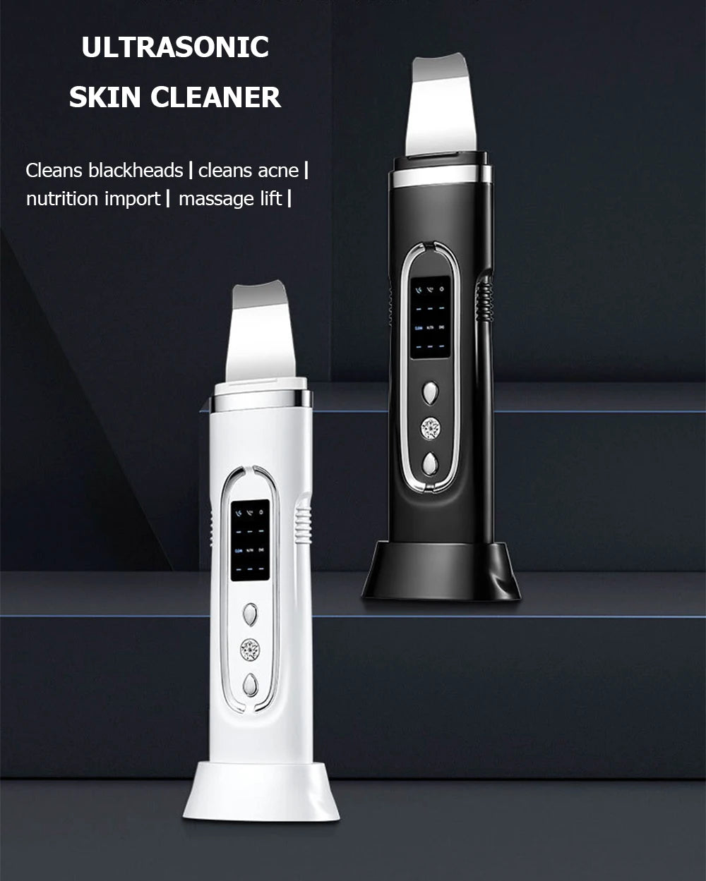 Ultrasonic Skin Scrubber Deep Cleansing Device Tool