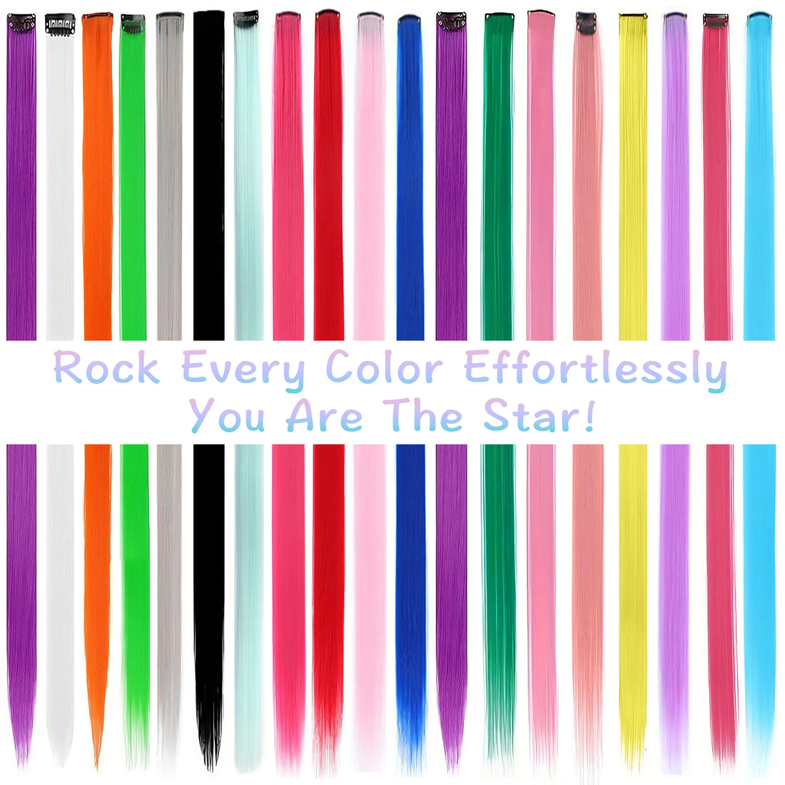 Hair Extensions Clip in 22 Inch Colored Hair Extensions Party Highlights Long Straight Synthetic Hairpieces for Women Kids Girls
