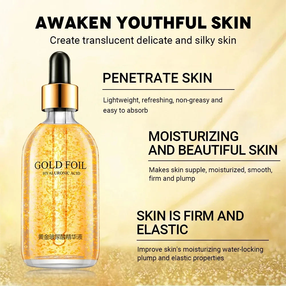 24K Gold Hyaluronic Acid & Niacinamide Face Serum – Anti-Aging, Brightening & Hydrating Skincare