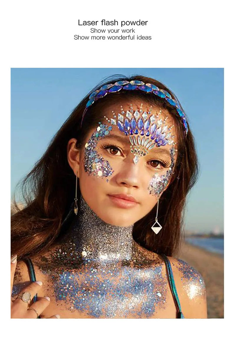 20 Colors Body Glitter Gel Mermaid's Scale Chunky Glitter Sequins Gel  for Face Body Hair Nail Christmas and Party
