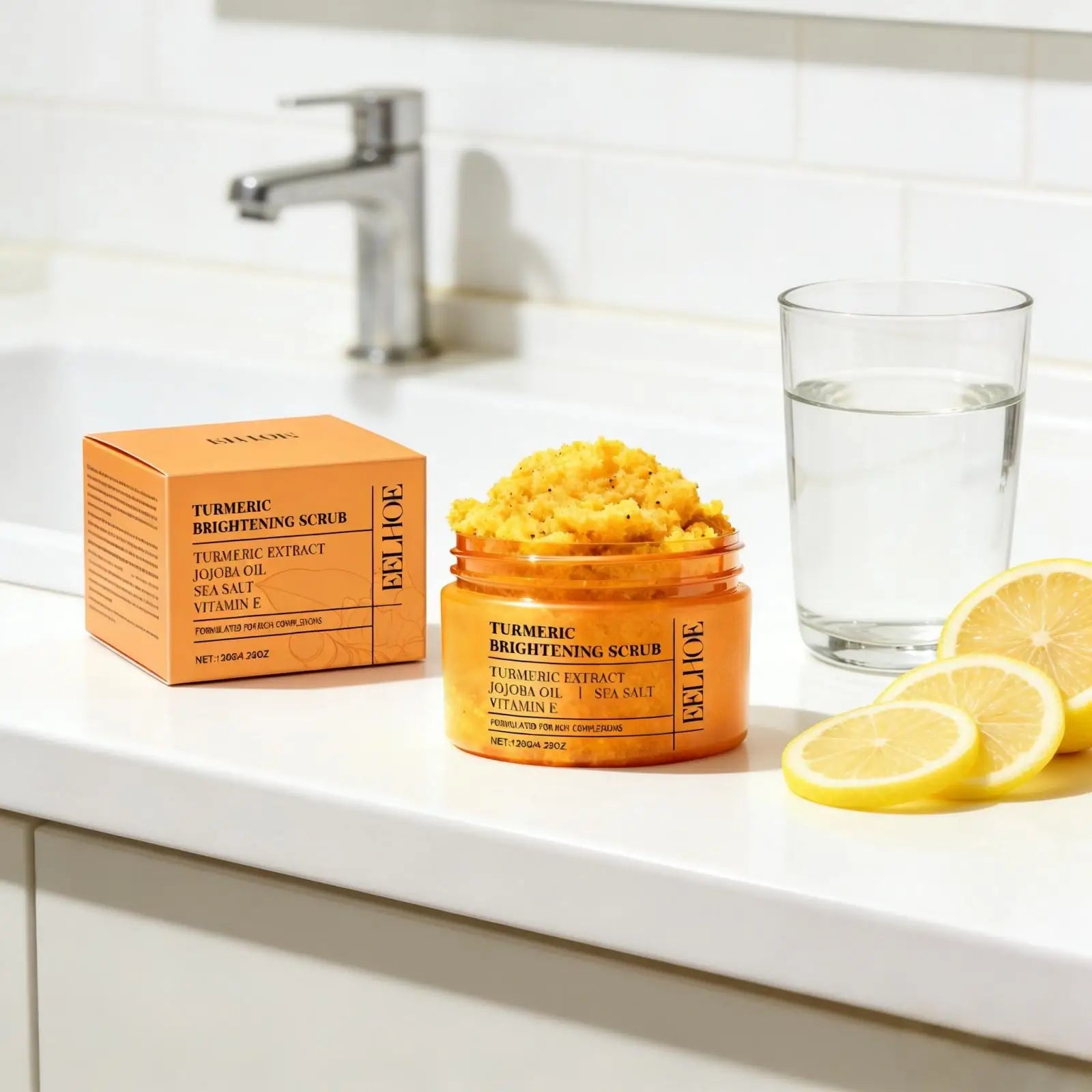 EELHOE Turmeric Scrub Lighten Skin Brightening Products Full Body Cleaning Dead Skin Remover Smooth Sea Salt Exfoliating Scrub
