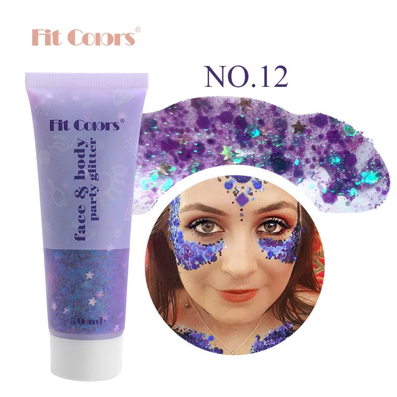20 Colors Body Glitter Gel Mermaid's Scale Chunky Glitter Sequins Gel  for Face Body Hair Nail Christmas and Party