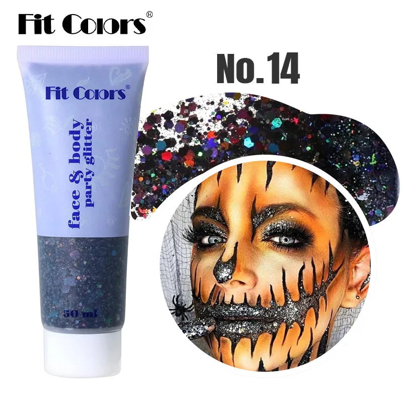 20 Colors Body Glitter Gel Mermaid's Scale Chunky Glitter Sequins Gel  for Face Body Hair Nail Christmas and Party