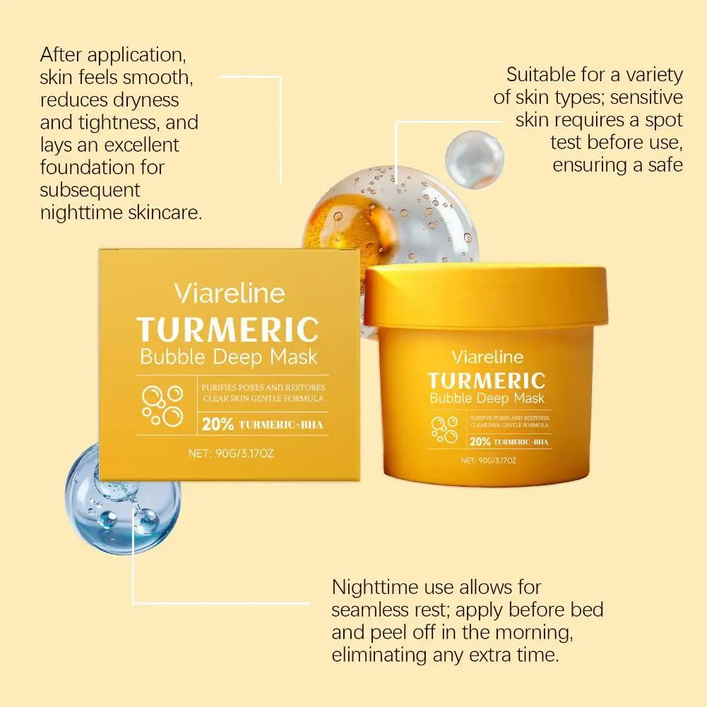 Korean Turmeric Bubble Facial Mask Exfoliating Deep Cleansing Remove Blackheads and Whiteheads Shrink Pore Oil Control Skin Care