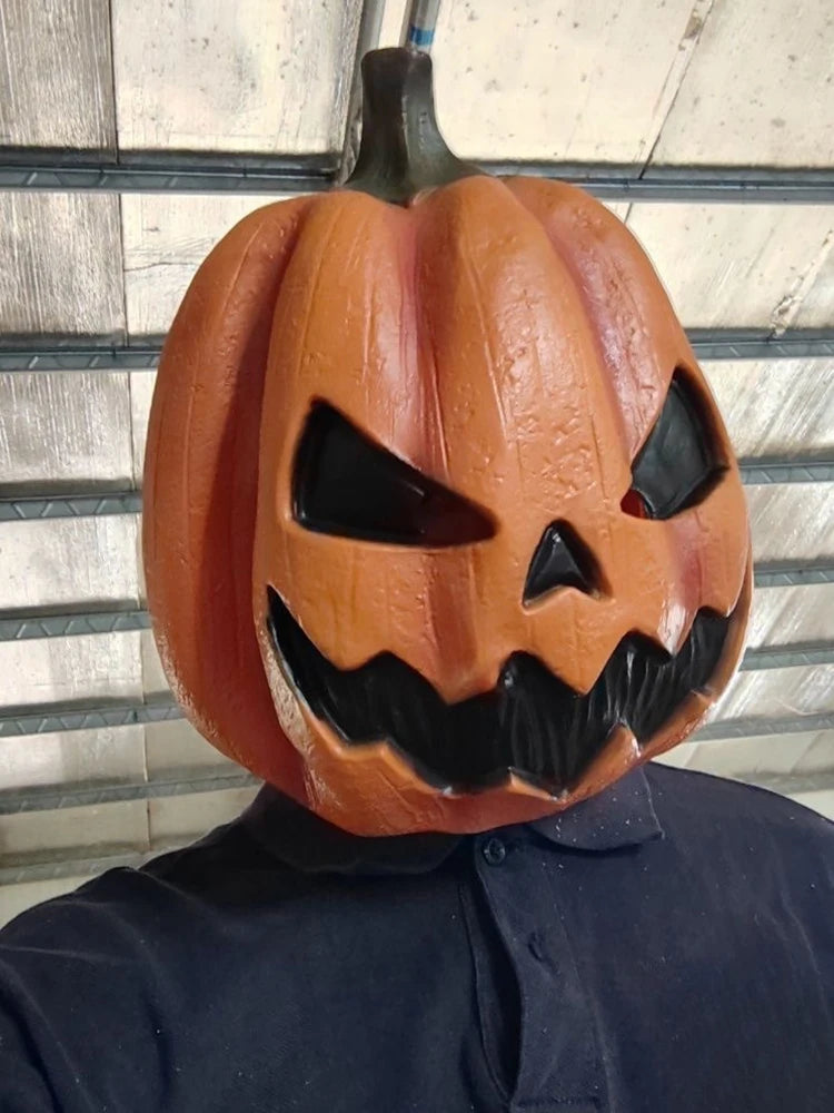 Latex Halloween Pumpkin Head Mask Head Cover Trick or Treat Scary Pumpkin Mask Breathable Novelty Jackolantern Mask Fancy Dress